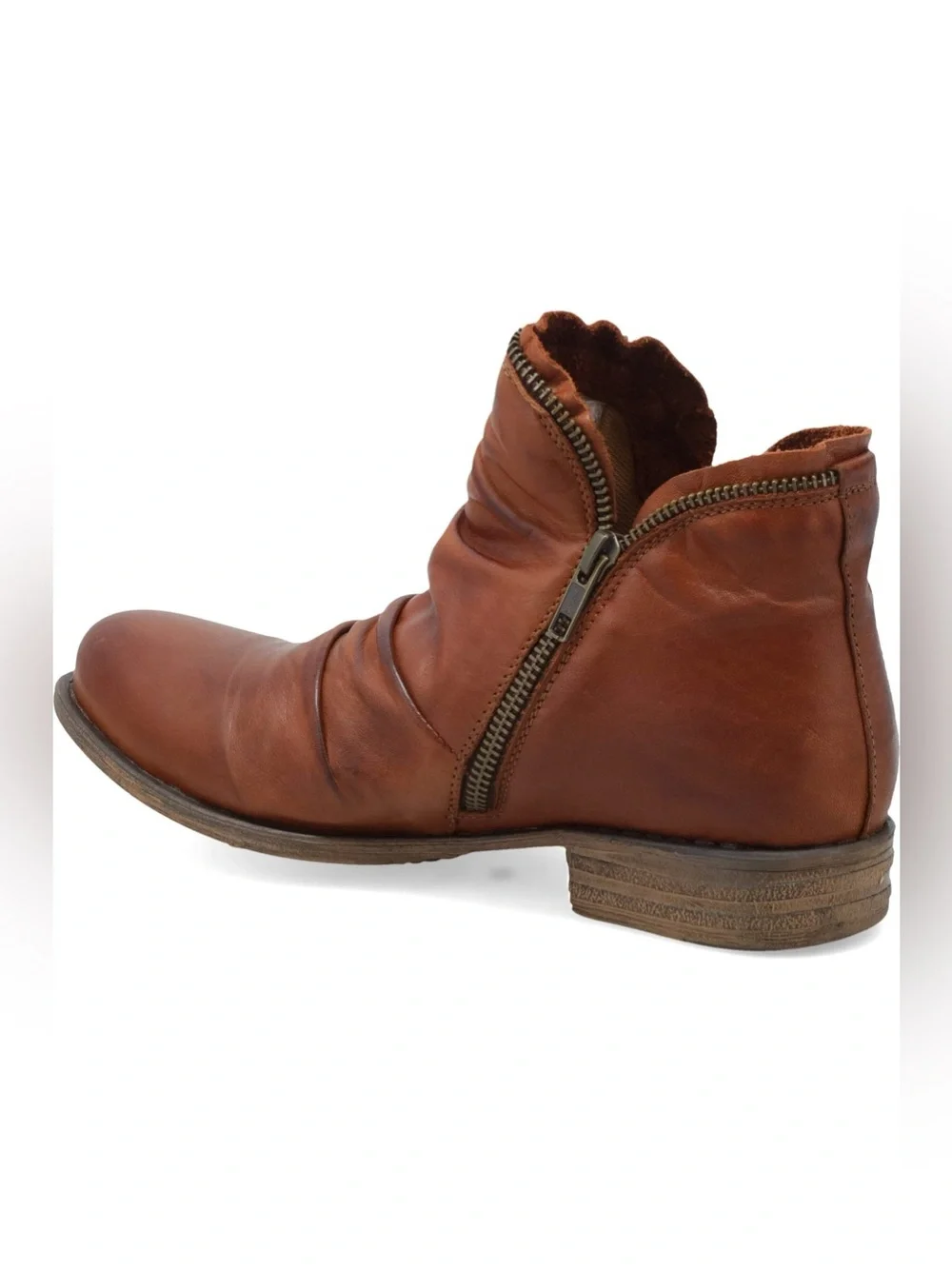 NEW MIZ MOOZ LUNA ZIPPER ANKLE BOOTS IN BRANDY 6.5